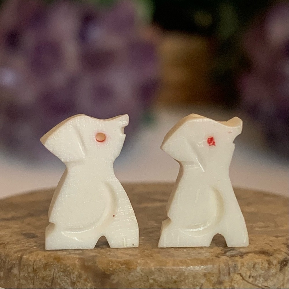 Handmade Carved Bovine Bone Bird Bead Lot White Parrot Cockatoo Cockatiel .5"x.4